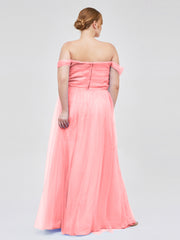 Hors De l'Épaule Col En Cœur Tulle Robe Flamant