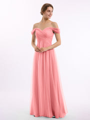 Hors De l'Épaule Col En Cœur Tulle Robe Flamant