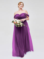 Hors De l'Épaule Col En Cœur Tulle Robe Raisin