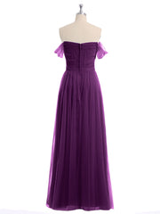 Hors De l'Épaule Col En Cœur Tulle Robe Raisin