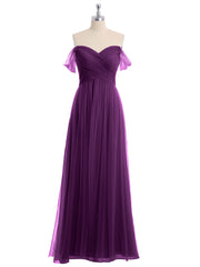 Hors De l'Épaule Col En Cœur Tulle Robe Raisin