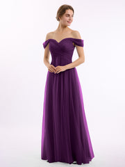 Hors De l'Épaule Col En Cœur Tulle Robe Raisin