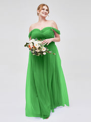 Hors De l'Épaule Col En Cœur Tulle Robe Vert