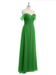 Hors De l'Épaule Col En Cœur Tulle Robe Vert