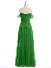 Hors De l'Épaule Col En Cœur Tulle Robe Vert