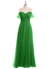 Hors De l'Épaule Col En Cœur Tulle Robe Vert