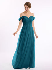 Hors De l'Épaule Col En Cœur Tulle Robe Bleu Encre