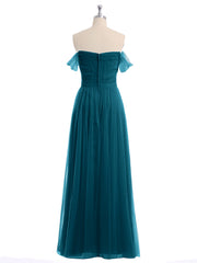 Hors De l'Épaule Col En Cœur Tulle Robe Bleu Encre