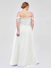 Hors De l'Épaule Col En Cœur Tulle Robe Ivoire