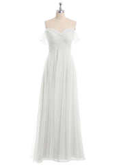 Hors De l'Épaule Col En Cœur Tulle Robe Ivoire