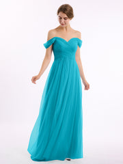 Hors De l'Épaule Col En Cœur Tulle Robe Jade