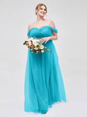 Hors De l'Épaule Col En Cœur Tulle Robe Jade