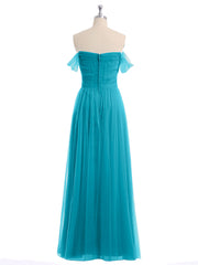 Hors De l'Épaule Col En Cœur Tulle Robe Jade