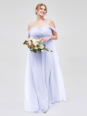 Hors De l'Épaule Col En Cœur Tulle Robe Lavande