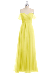 Hors De l'Épaule Col En Cœur Tulle Robe Citron