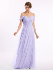 Hors De l'Épaule Col En Cœur Tulle Robe Lilas