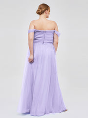 Hors De l'Épaule Col En Cœur Tulle Robe Lilas