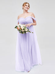 Hors De l'Épaule Col En Cœur Tulle Robe Lilas
