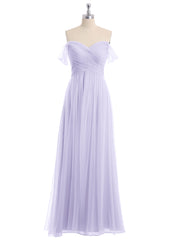 Hors De l'Épaule Col En Cœur Tulle Robe Lilas