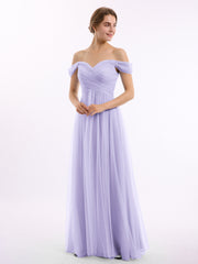 Hors De l'Épaule Col En Cœur Tulle Robe Lilas