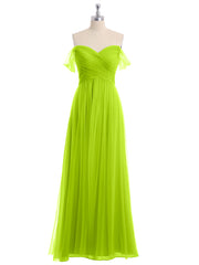 Hors De l'Épaule Col En Cœur Tulle Robe Vert Citron