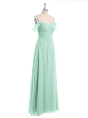 Hors De l'Épaule Col En Cœur Tulle Robe Vert Menthe
