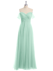 Hors De l'Épaule Col En Cœur Tulle Robe Vert Menthe