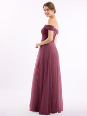 Hors De l'Épaule Col En Cœur Tulle Robe Mûre