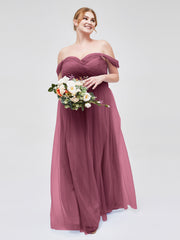 Hors De l'Épaule Col En Cœur Tulle Robe Mûre