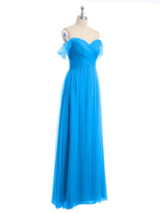 Hors De l'Épaule Col En Cœur Tulle Robe Bleu Océan