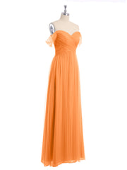 Hors De l'Épaule Col En Cœur Tulle Robe Orange