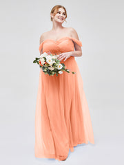 Hors De l'Épaule Col En Cœur Tulle Robe Papaye Grande Taille