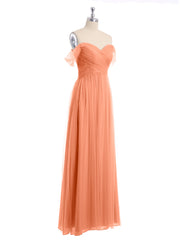 Hors De l'Épaule Col En Cœur Tulle Robe Papaye