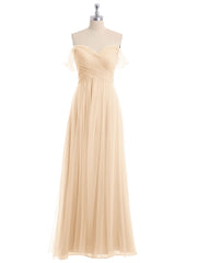 Hors De l'Épaule Col En Cœur Tulle Robe Pêche