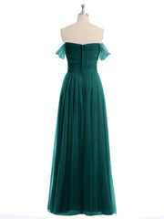 Hors De l'Épaule Col En Cœur Tulle Robe Paon