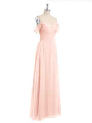 Hors De l'Épaule Col En Cœur Tulle Robe Rose Perle