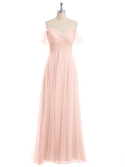 Hors De l'Épaule Col En Cœur Tulle Robe Rose Perle
