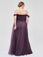 Hors De l'Épaule Col En Cœur Tulle Robe Plum