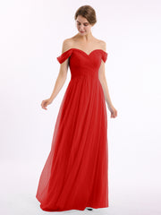 Hors De l'Épaule Col En Cœur Tulle Robe Rouge