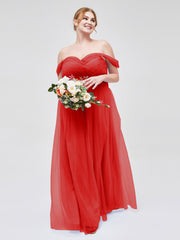 Hors De l'Épaule Col En Cœur Tulle Robe Rouge