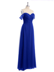 Hors De l'Épaule Col En Cœur Tulle Robe Bleu Royale