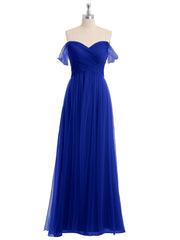 Hors De l'Épaule Col En Cœur Tulle Robe Bleu Royale