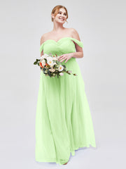 Hors De l'Épaule Col En Cœur Tulle Robe Sauge