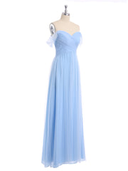 Hors De l'Épaule Col En Cœur Tulle Robe Bleu Ciel