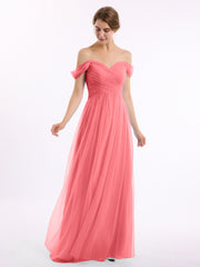 Hors De l'Épaule Col En Cœur Tulle Robe Pastèque