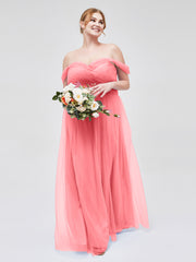 Hors De l'Épaule Col En Cœur Tulle Robe Pastèque