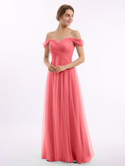 Hors De l'Épaule Col En Cœur Tulle Robe Pastèque