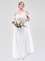 Hors De l'Épaule Col En Cœur Tulle Robe Blanc