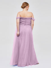 Hors De l'Épaule Col En Cœur Tulle Robe Glycine