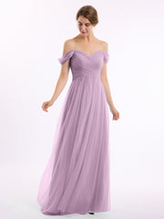 Hors De l'Épaule Col En Cœur Tulle Robe Glycine